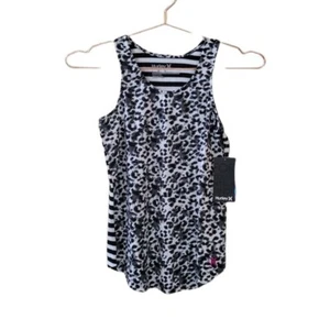 NWT HURLEY L 12-13Y Animal Print Striped Embroidered Logo Tank Top Girl - Picture 1 of 6
