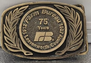 Hit Line 1912 Farm Bureau 75th Anniversary Messing Gürtelschnalle sehr schön - Bild 1 von 4