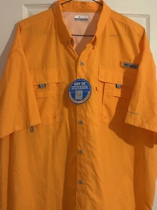NWT New Columbia PFG Shirt OmniShade Orange Vented S/S Fishing Hiking Men's 2XL - Picture 1 of 4