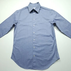 Armani Collezioni Mens Shirt Medium Blue Thin Chambray Business Casual Basic M - Picture 1 of 18