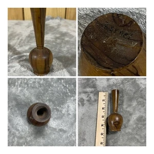 VTG Signed Hand Crafted Hand Turned Wooden Bud Vase 4-3/4" Tall 1-1/2” Wide - Picture 1 of 8
