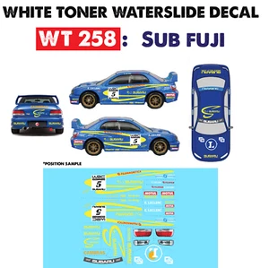 WT258 White Toner Waterslide Decals SUB FUJI For Custom 1:64 Hot Wheels - Picture 1 of 6
