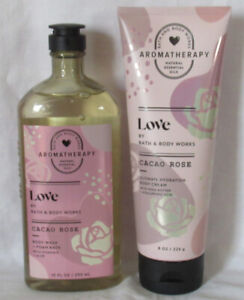 Bath & Body Works Aromatherapy Wash Foam Bath Cream Set 2 LOVE - CACAO ROSE