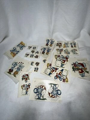 Lote de transferencia de calcomanías de cerámica vintage ratones ratón de invierno NOS #13 Foto 1 de 4