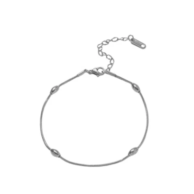 Elegante pulsera de tobillo de cadena de pie con cuentas de acero inoxidable para mujer de 10" PE44 Foto 1 de 4