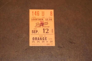 1964 LOS ANGELES DODGERS BASEBALL TICKET STUB VS NEW YORK METS DODGERS WIN 8-0 - Picture 1 of 2
