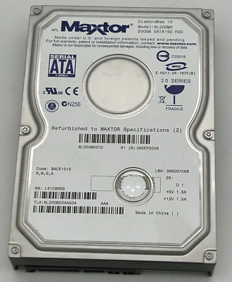Maxtor SATA 6L200M0 6L200M004AG0A 06SEP2008 N,M,G,A 200Gb HDD Hard Drive Tested! - Image 1 of 2
