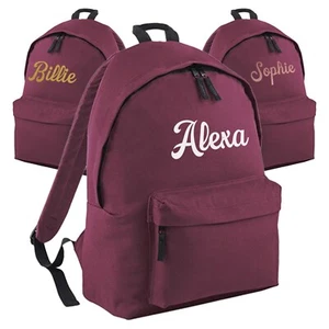Personalisierter Schulrucksack in Burgund mit individuellem Namen für Kinder oder Kinder - Bild 1 von 6