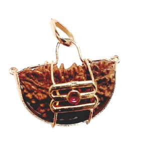 Original y Natural 1 Mukhi | Rudraksha Una Cara Con Colgante Trinetra Latón  - Imagen 1 de 5