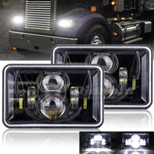Pair DOT Approved 4x6" 80W LED Headlight to Peterbilt Kenworth Freightliner - Picture 1 of 12