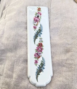 French Door Push plate Floral White Pink Limoges Porcelain Antique Leaves - Picture 1 of 16