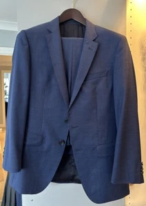 HUGO BOSS 2 PIECES Mid-Blue SUIT - MENS WOOL SUPER 110 - EU 48 SLIM FIT - Picture 1 of 19