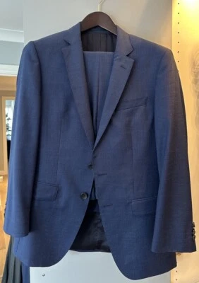 HUGO BOSS 2 PIECES Mid-Blue SUIT - MENS WOOL SUPER 110 - EU 48 SLIM FIT - Image 1 of 4