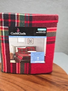 Cuddl Duds Heavyweight Cotton Flannel Twin Sheets Set Red Legacy Plaid NEW - Picture 1 of 7