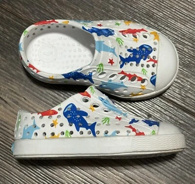 Native Toddler Boys Slip-on Shoes C4 Fish Shark Ocean Animal EUC - Image 1 of 4