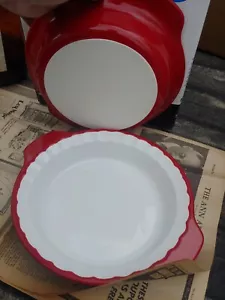 2 KitchenAid 9" Runde Kasserolle oder Tiefe Form Kuchenplatte Rot/Weiß. - Bild 1 von 4