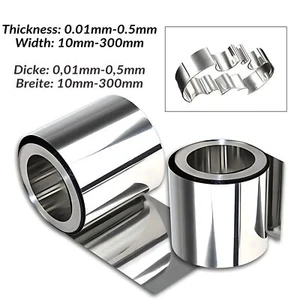 304 A2 Stainless Steel Thin Plate Band Foil Sheet 0.01mm-0.5mm Metal Strip Roll - Picture 1 of 8