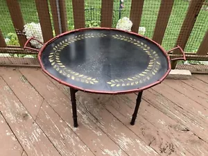 Antique Japanese Toleware Tea Table I35x 25.5 X 18.5 With Stand TP/ BR Italy - Picture 1 of 5
