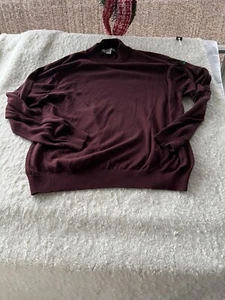 Mens Pronto Uomo XXL Sweater Silk Knit Mock Neck Burgundy Maroon Red 2XL Vintage - Picture 1 of 10