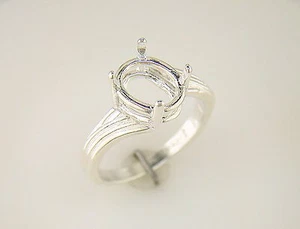Fancy Offset Oval Solitaire Ring Setting Sterling Silver - Picture 1 of 6