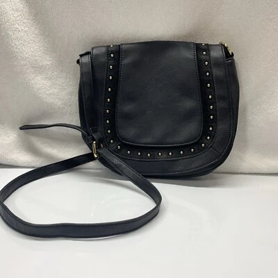 Bolso de montar de cuero negro sintético de 10”x 11” Cartera con tachuelas de I N C, ¡Haz una oferta! Foto 1 de 4
