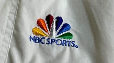 Chaqueta blanca vintage con parche bordado de pavo real de NBC Sports de MVP talla grande Foto 1 de 4