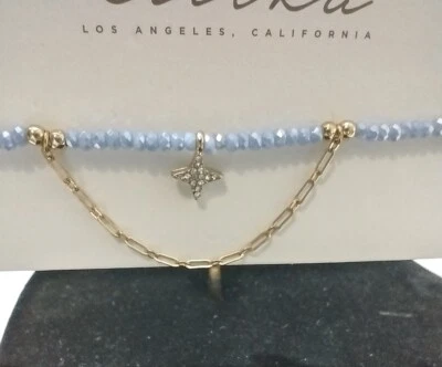 Collar Ettika Firmado Tono Azul y Dorado Cuentas Estrella Dije Gargantilla Delicada Retro  Foto 1 de 4