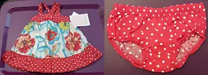 Size 3-6 Months Bonnie Baby Red White Polka Dot Floral Summer Dress Diaper Cover - Picture 1 of 7