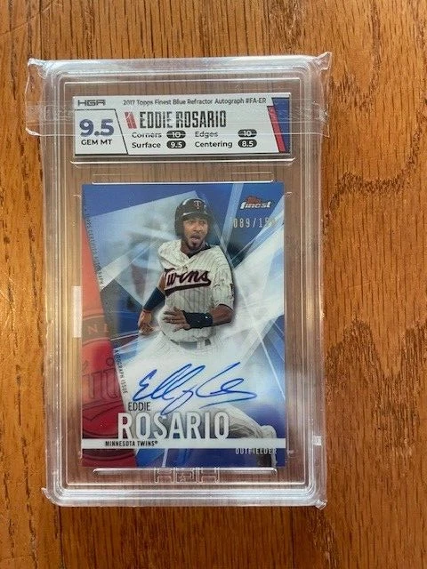 2017  Topps Finest Eddie Rosario Blue Refractor 89/150 Autograph 9.5 - Image 1 of 1