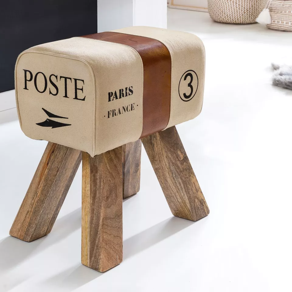 FineBuy 40 x 30 x 47 cm Braun Leder Hocker