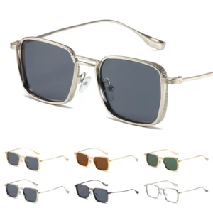 Retro Steampunk Sunglasses Vintage Square Metal Glasses Trendy Hippie Sun Shades - Picture 1 of 26