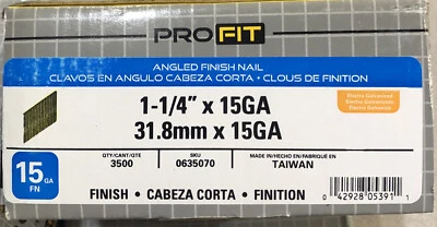 PRO FIT 28 Degree 1-1/4” x 15 Gauge Galvanized Finish Nails #635070 Qty. 3500 - Image 1 of 2