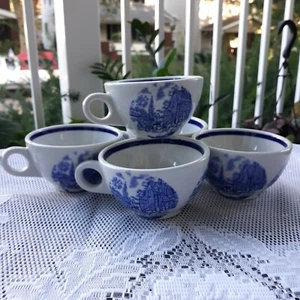 5 Vintage, Shenango, Blue Willow, Coffee Cup, Restaurant Ware, Blue Transferware - Picture 1 of 6