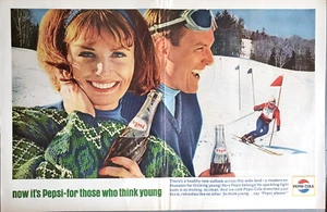 DRUCKANZEIGE Pepsi Cola 1964 2 Seiten Think Young Abfahrt Slalom Skifahren - Bild 1 von 1