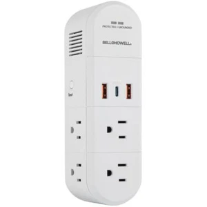 Alimentación giratoria con 6 tomas de corriente - 2 puertos de carga USB y 1 C, blanco - Imagen 1 de 3