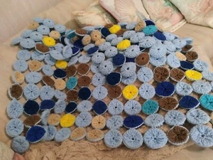 SALE: Hand made Crocheted in "yo-yo" style  36" x 40" throw ~ Unique OOAK - Picture 1 of 7