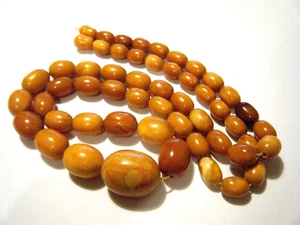 80g Natural Egg Yolk Butterscotch Antique Baltic Amber 35" Graduated Necklace - Picture 1 of 15