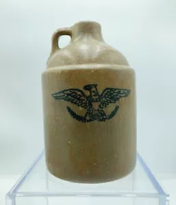 Small Yellowish Brown Pottery "Moonshine" Style Jug w Eagle Design - Picture 1 of 8