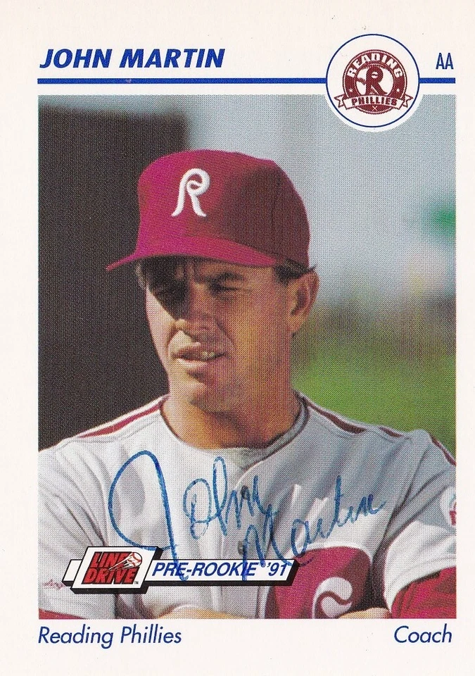 John Martin Signed Autographed 1991 Line Drive Card #509 Reading Phillies - Image 1 of 1