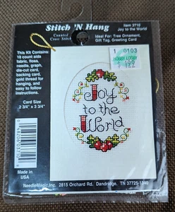 Counted Cross Stitch Kit 3710 Joy to the World Stitch 'N Hang Ornament Gift Tag - Picture 1 of 5