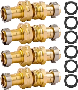 4 Set Garden Hose Repair Connector Kit with Clamps Male & Female Fit 3/4", 5/8" - Picture 1 of 7