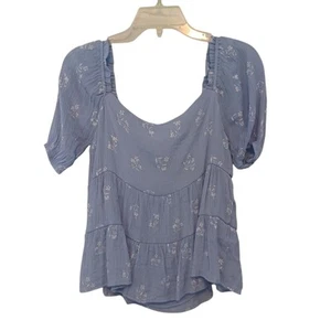 Top Jun & Ivy Mujer Pequeño Azul Floral Corto Gasa Forrado Comodidad  - Imagen 1 de 9