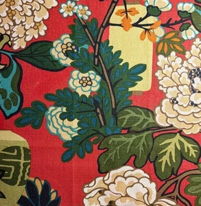 SCHUMACHER Chiang Mai Dragon Lacquer Printed Linen UK Chinoiserie Remnant New - Picture 1 of 1