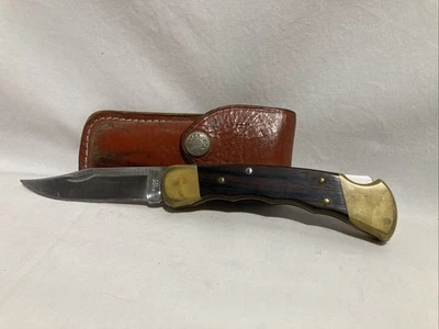 Navaja de Bolsillo Plegable Buck 110 X De Colección con Funda de Cuero Marrón Original - EE. UU. Foto 1 de 4