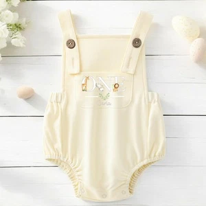 Personalised Jungle Animals Lemon Yellow Birthday Dungarees - Picture 1 of 3