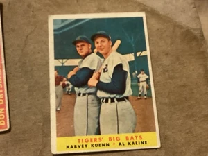 1958 Topps Tigers Big Bats Harvey Kuenn Al Kaline Card #304 - EX+ - Lite Corner - Picture 1 of 2