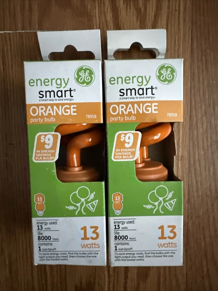 GE Lighting 78958 Energy Smart CFL Party Light 13-Watt Orange 2-Pack Naranjado - Image 1 of 4