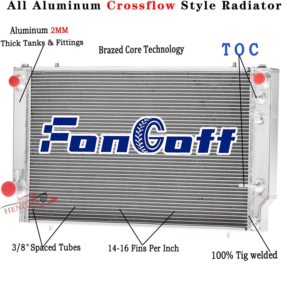 4 ROW Aluminum Radiator For 1976-1992 1989 Jaguar XJS V12 XJ12 5.3L 6.0L - Image 1 of 4