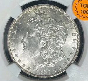 1887 MORGAN DOLLARO D'ARGENTO ~ NGC MS 65 CONTIENE OCCHIO DI ALLIGATORE VAM 12A TOP 100 - Foto 1 di 4
