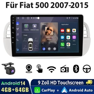 Android 14 9" Autoradio Per FIAT 500 2007-2015 BT 4+64GB Carplay GPS Navi Camera - Foto 1 di 14